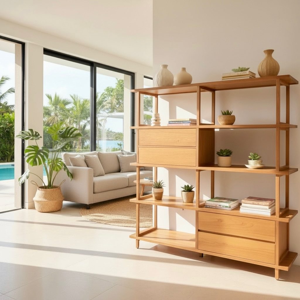 Bibliothèque en teck 5 – Décors & Bois Guadeloupe
