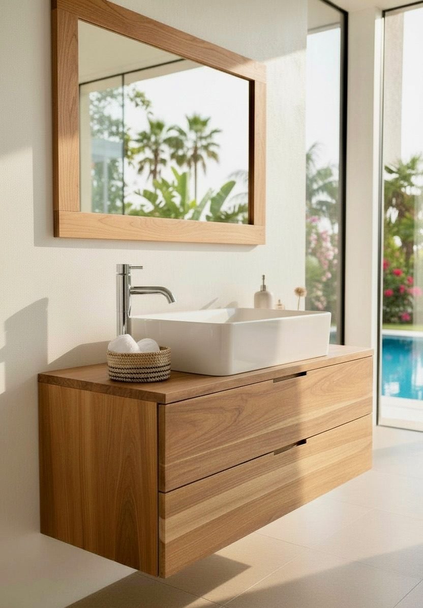 Meuble de salle de bain en teck 23 – Décors & Bois Guadeloupe