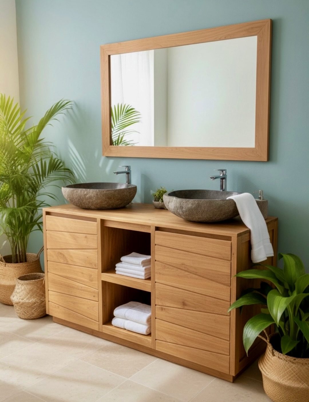 Meuble de salle de bain en teck 17 – Décors & Bois Guadeloupe