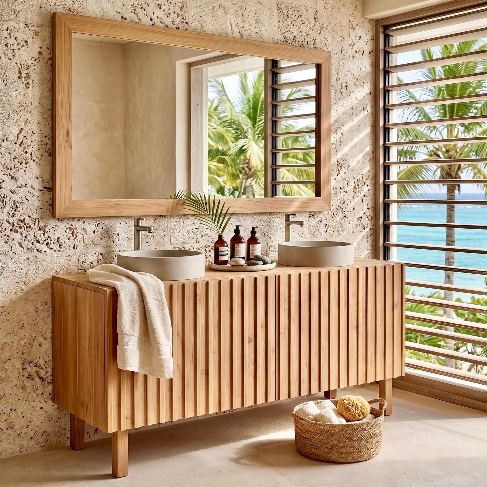 Meuble de salle de bain en teck 39 – Décors & Bois Guadeloupe