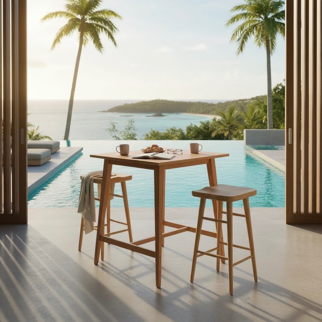 Table haute en teck 2 – Décors & Bois Guadeloupe
