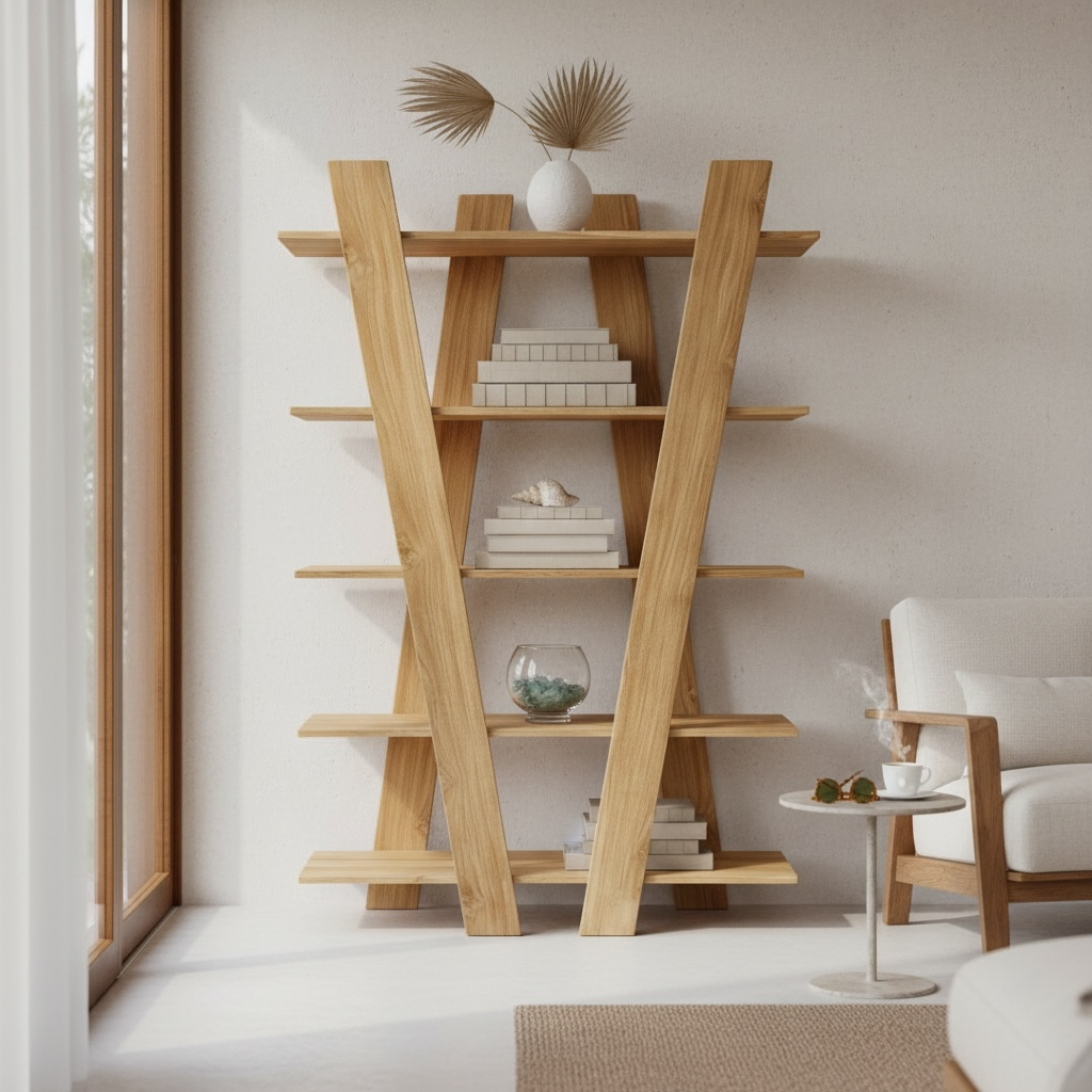 Bibliothèque en teck 3 – Décors & Bois Guadeloupe