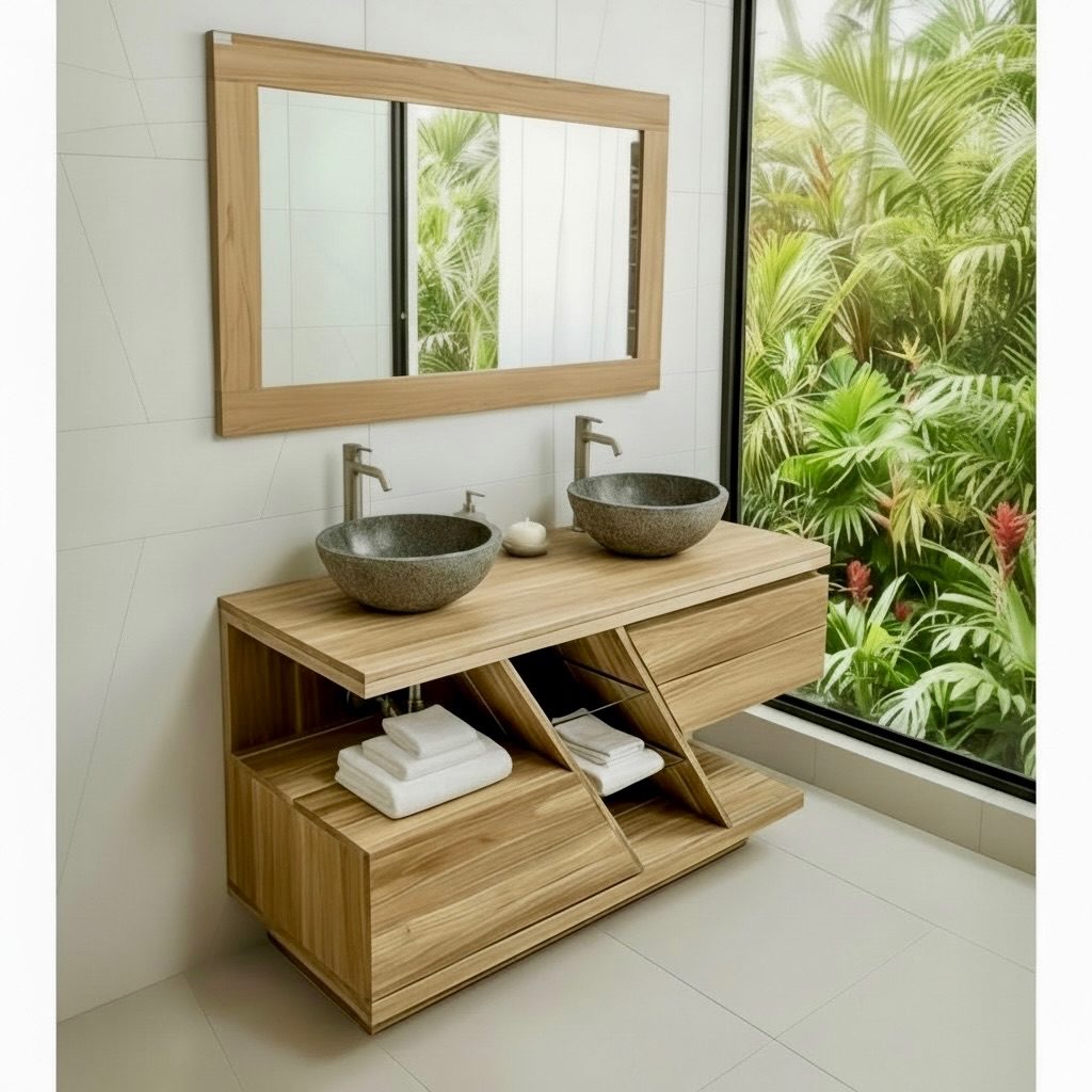 Meuble de salle de bain en teck 16 – Décors & Bois Guadeloupe