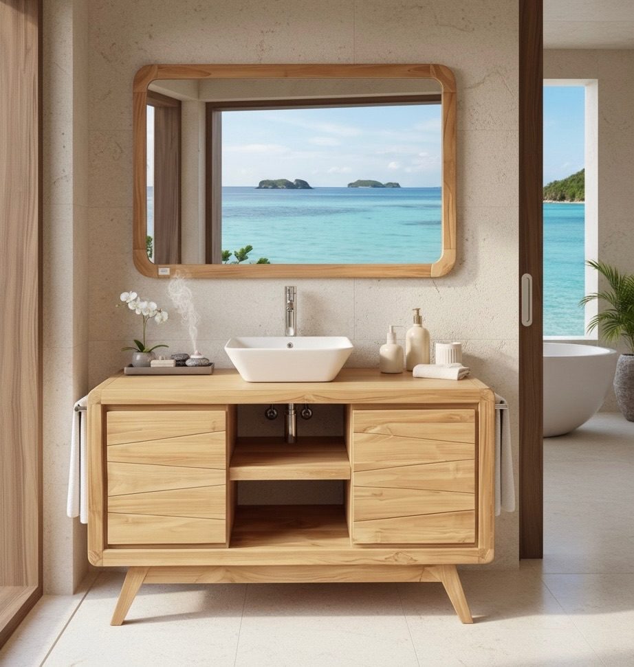 Meuble de salle de bain en teck 28 – Décors & Bois Guadeloupe