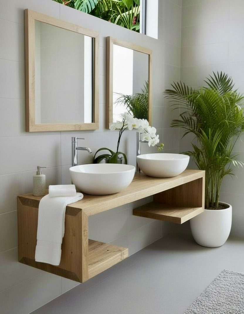 Meuble de salle de bain en teck 24 – Décors & Bois Guadeloupe