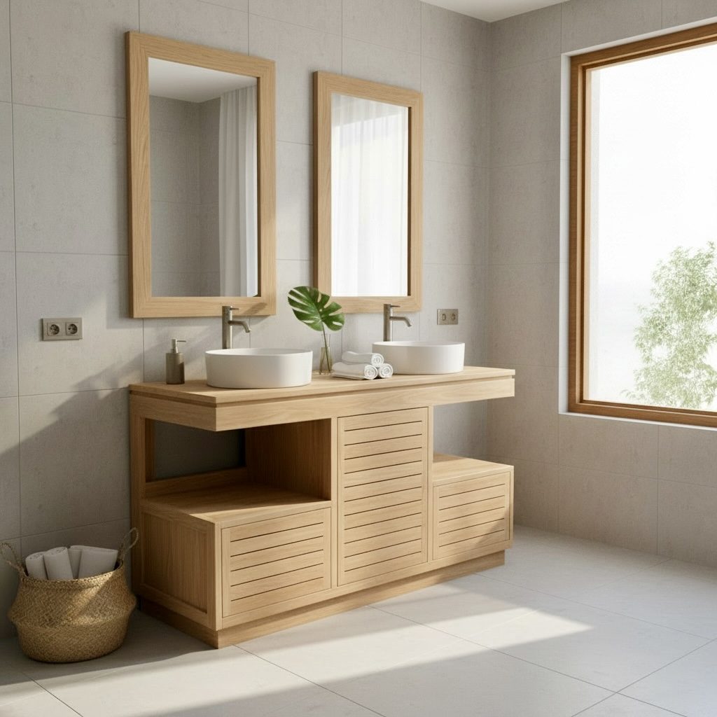 Meuble de salle de bain en teck 36 – Décors & Bois Guadeloupe