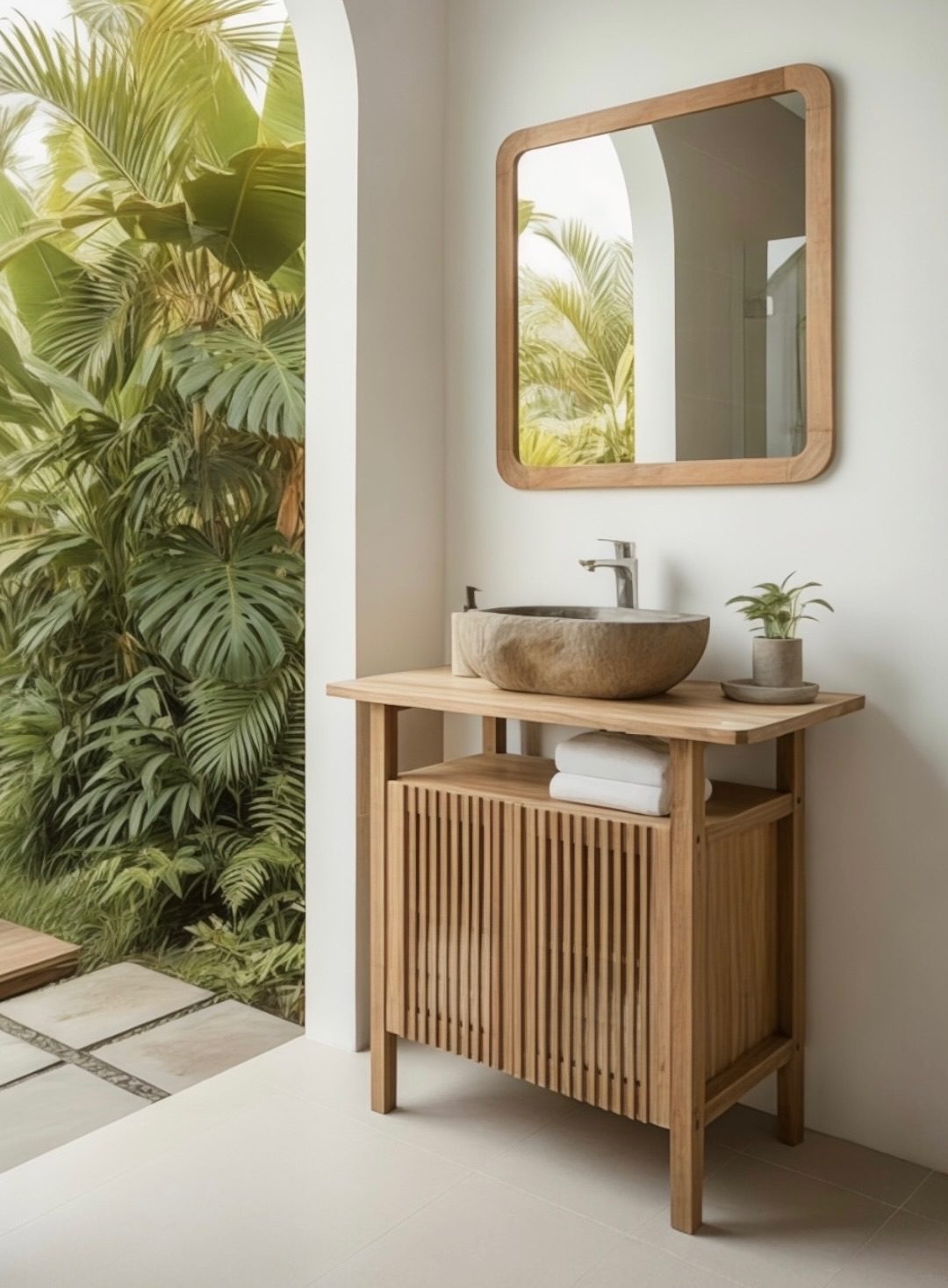 Meuble de salle de bain en teck Décors & Bois Guadeloupe