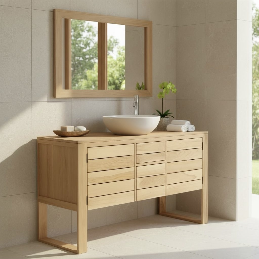 Meuble de salle de bain en teck 31 – Décors & Bois Guadeloupe