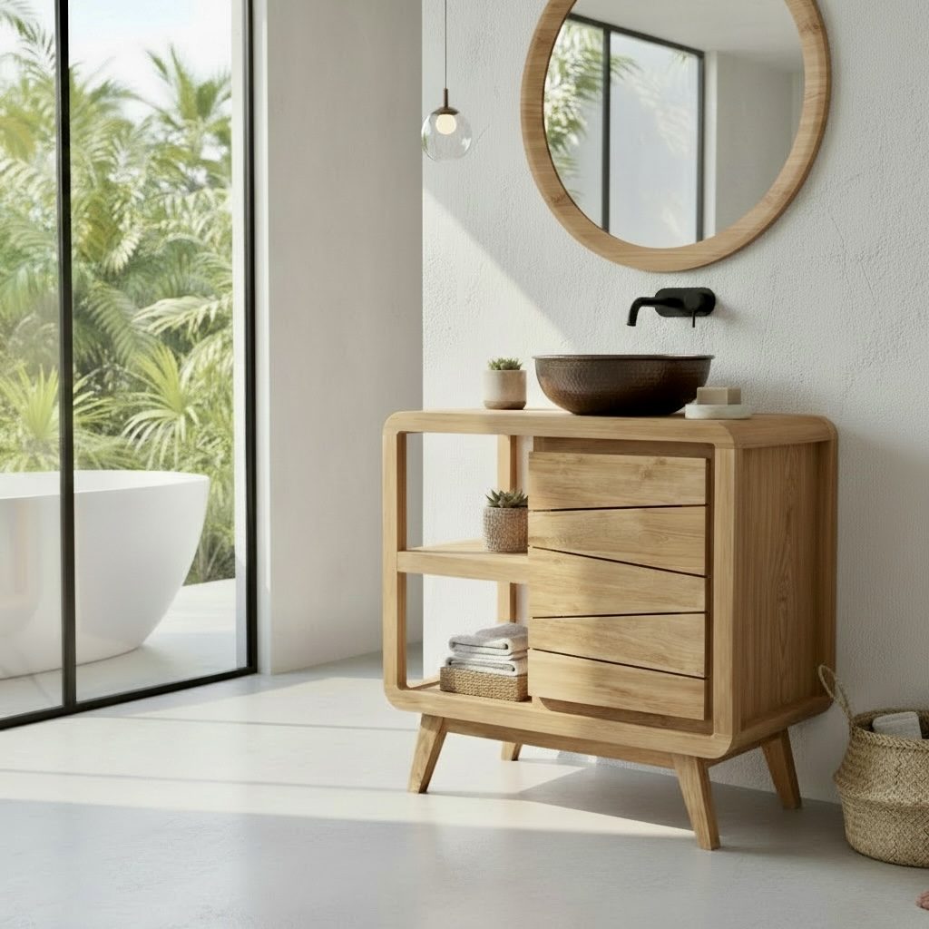 Meuble de salle de bain en teck 37 – Décors & Bois Guadeloupe