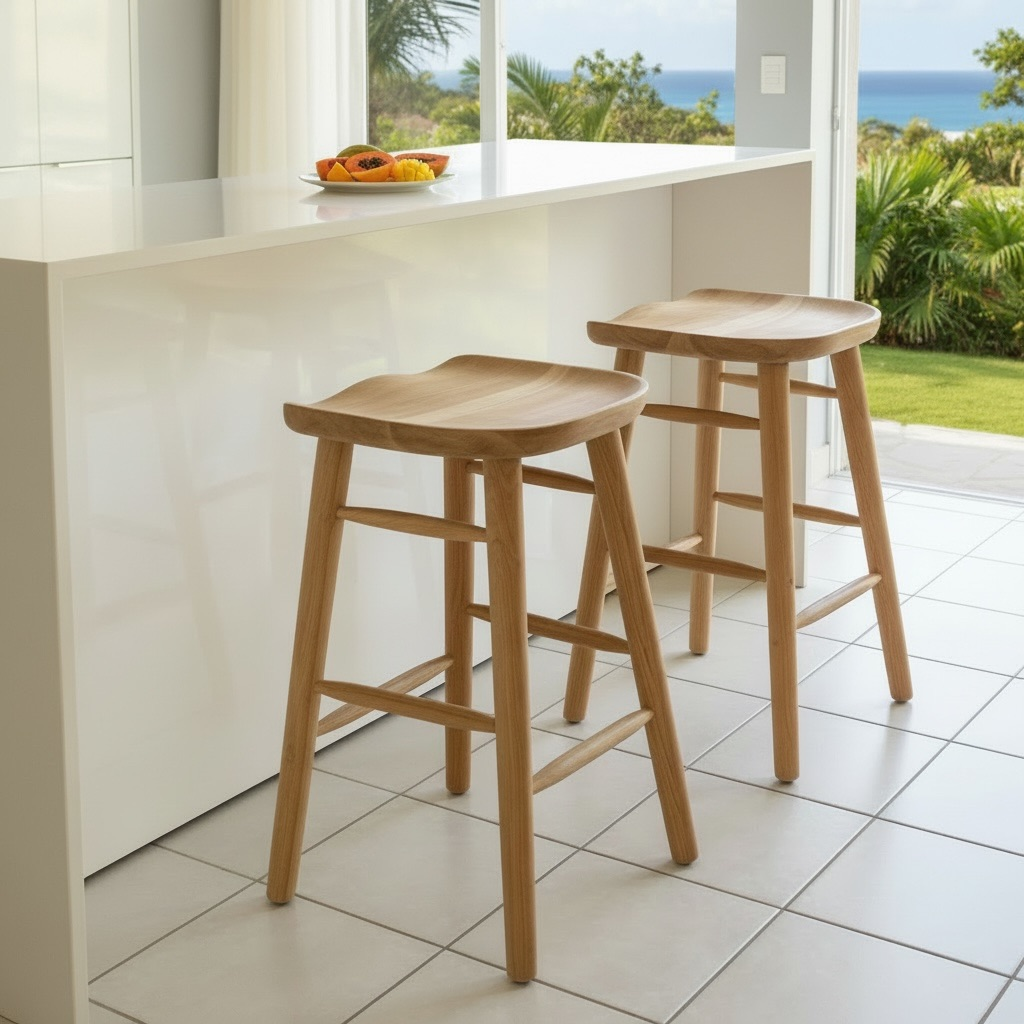 Tabouret en teck 1 – Décors & Bois Guadeloupe