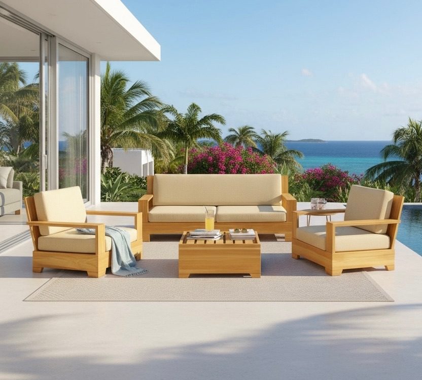 Salon d'extérieur en teck 3 – Décors & Bois Guadeloupe