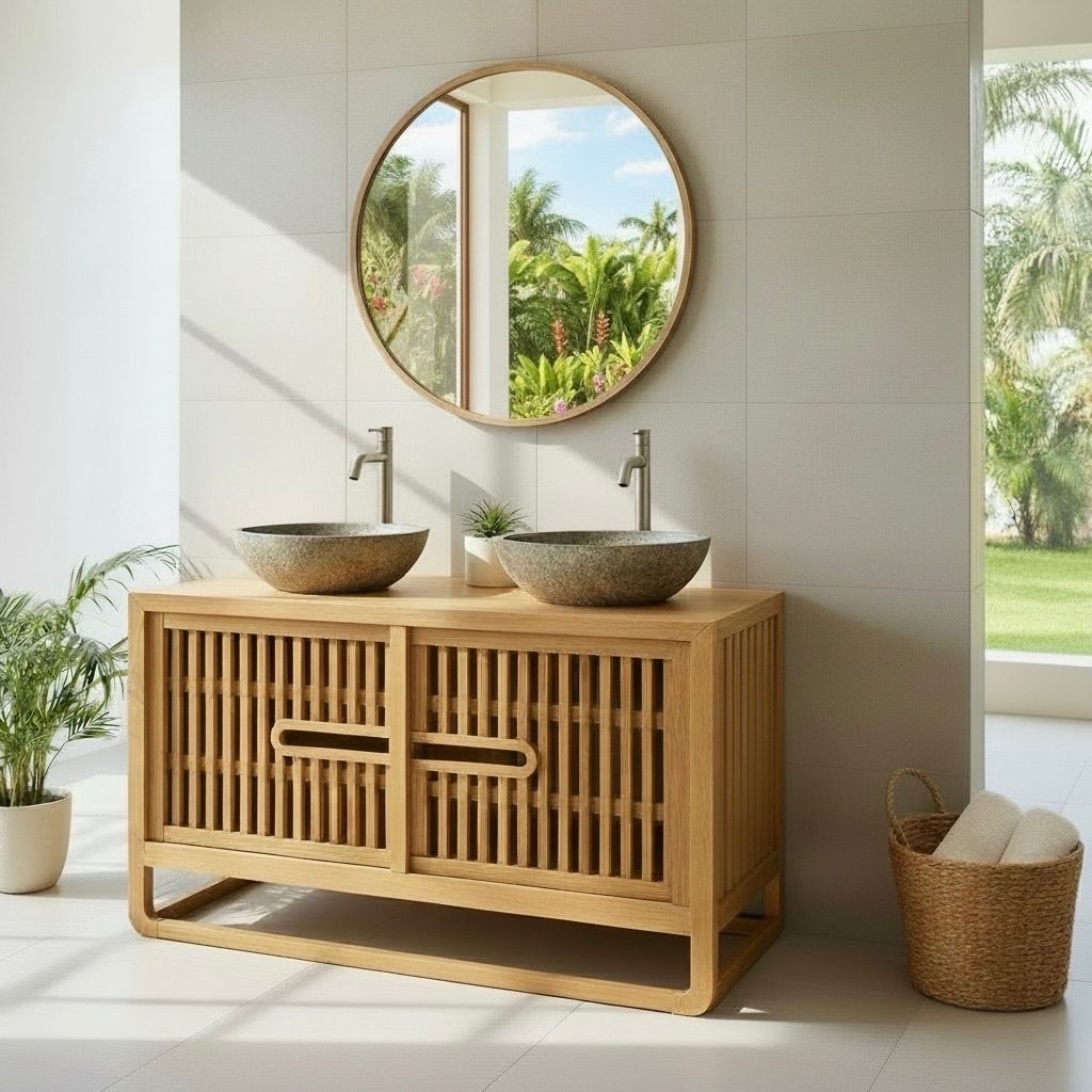 Meuble de salle de bain en teck 3 – Décors & Bois Guadeloupe