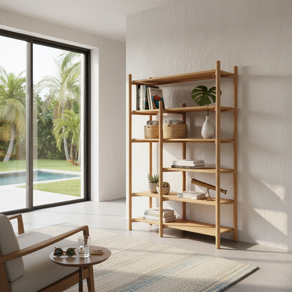 Bibliothèque en teck 1 – Décors & Bois Guadeloupe