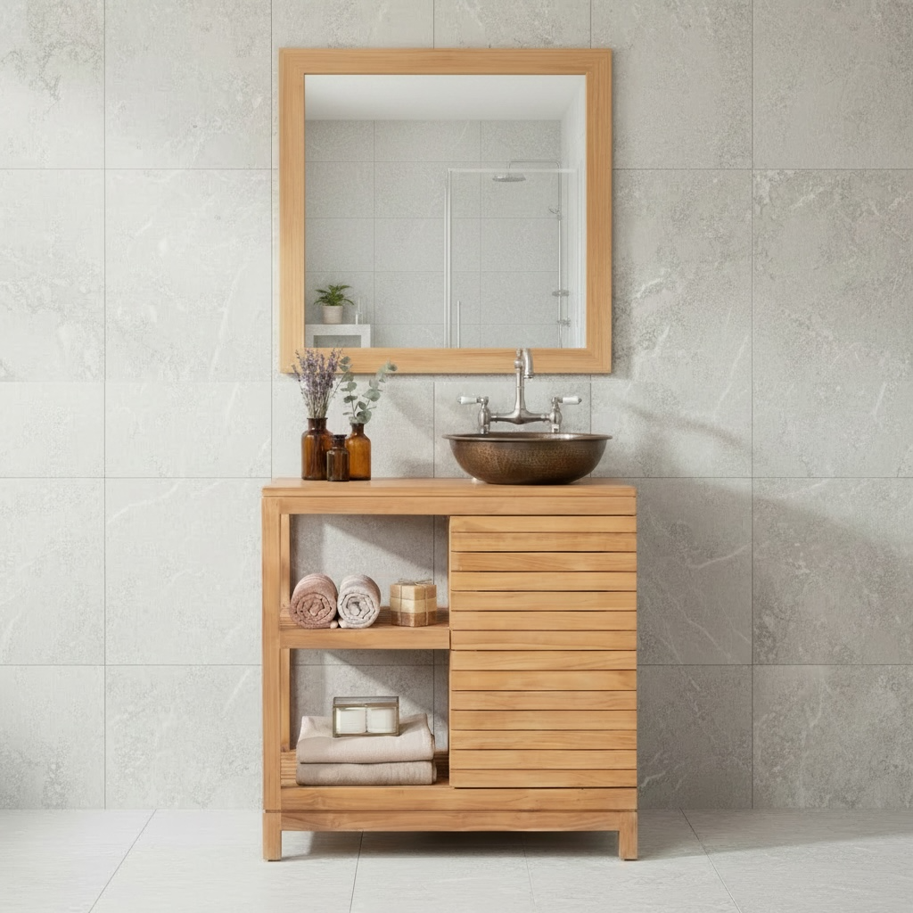 Meuble de salle de bain en teck 32 – Décors & Bois Guadeloupe