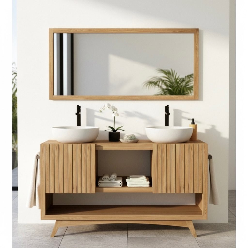 Meuble de salle de bain en teck 12 – Décors & Bois Guadeloupe