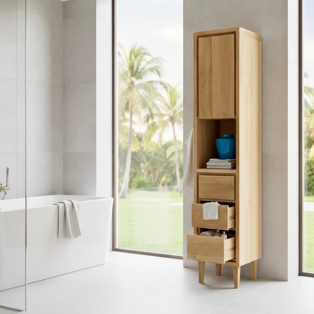 Casier de salle de bain en teck 3 – Décors & Bois Guadeloupe