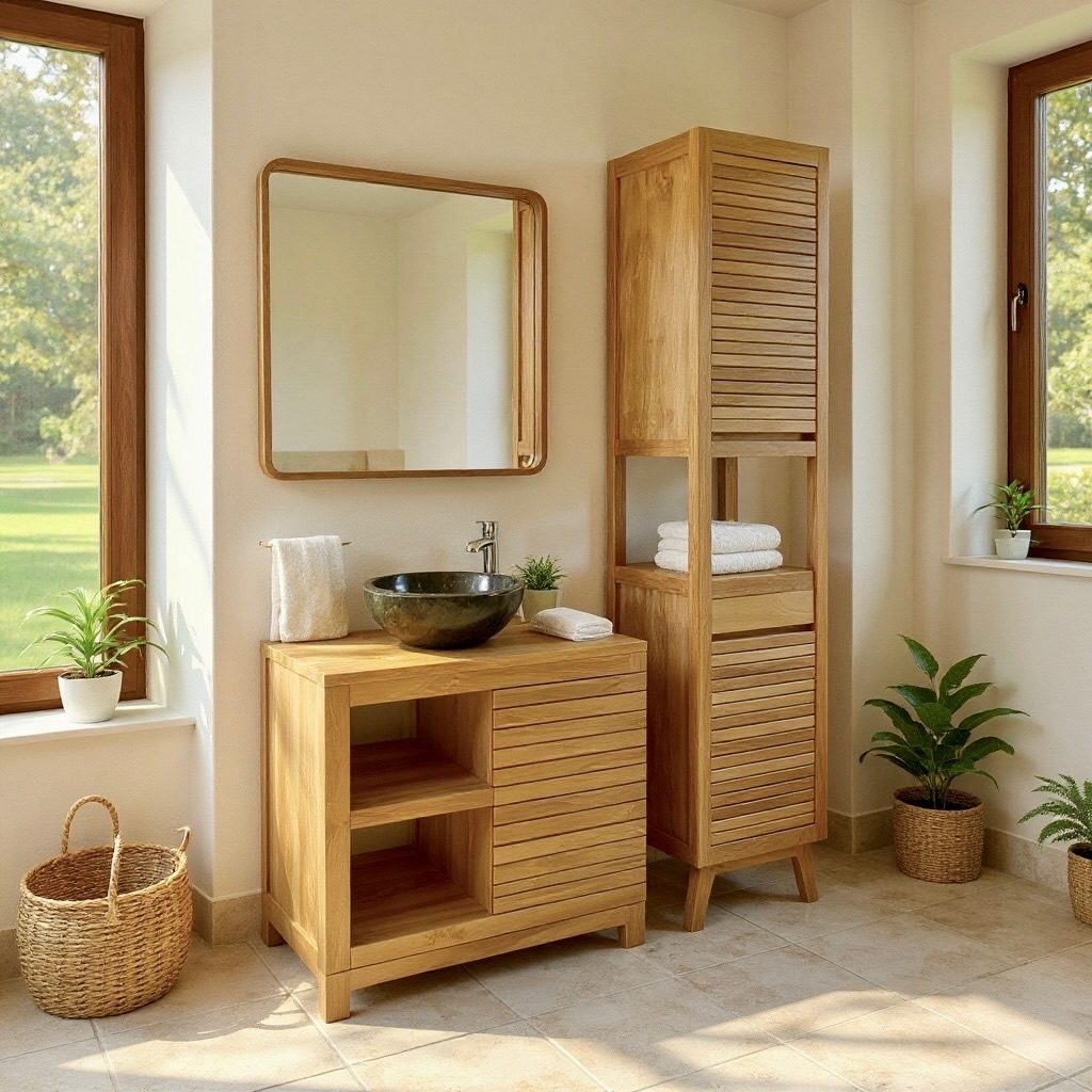 Meuble de salle de bain en teck 25 – Décors & Bois Guadeloupe