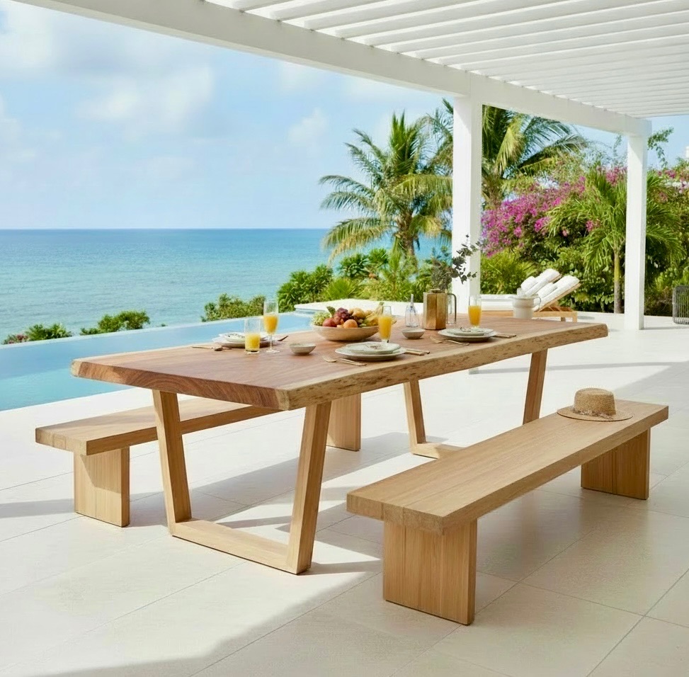 Banc en teck d'exception 1 – mobilier d'extérieur Décors & Bois Guadeloupe