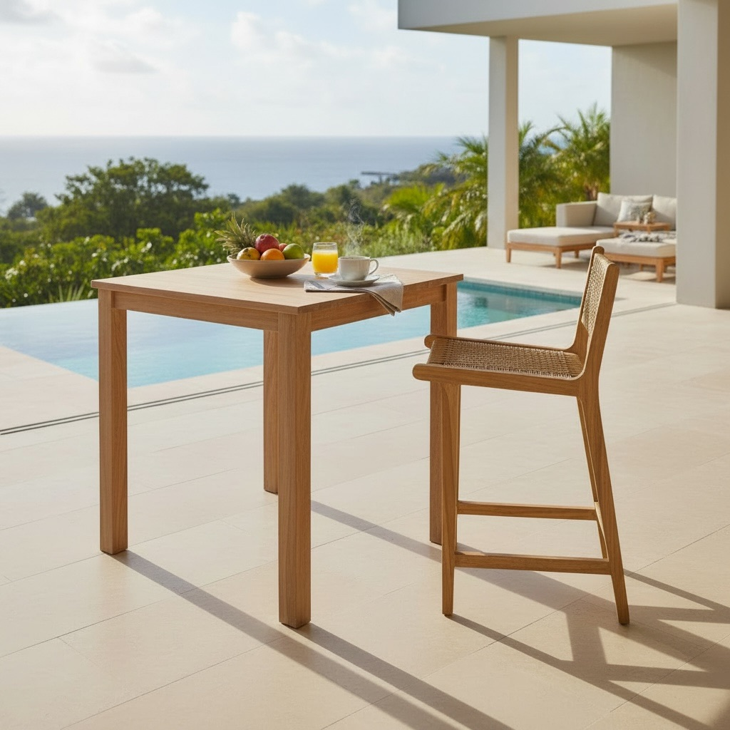 Table haute en teck 4 – Décors & Bois Guadeloupe