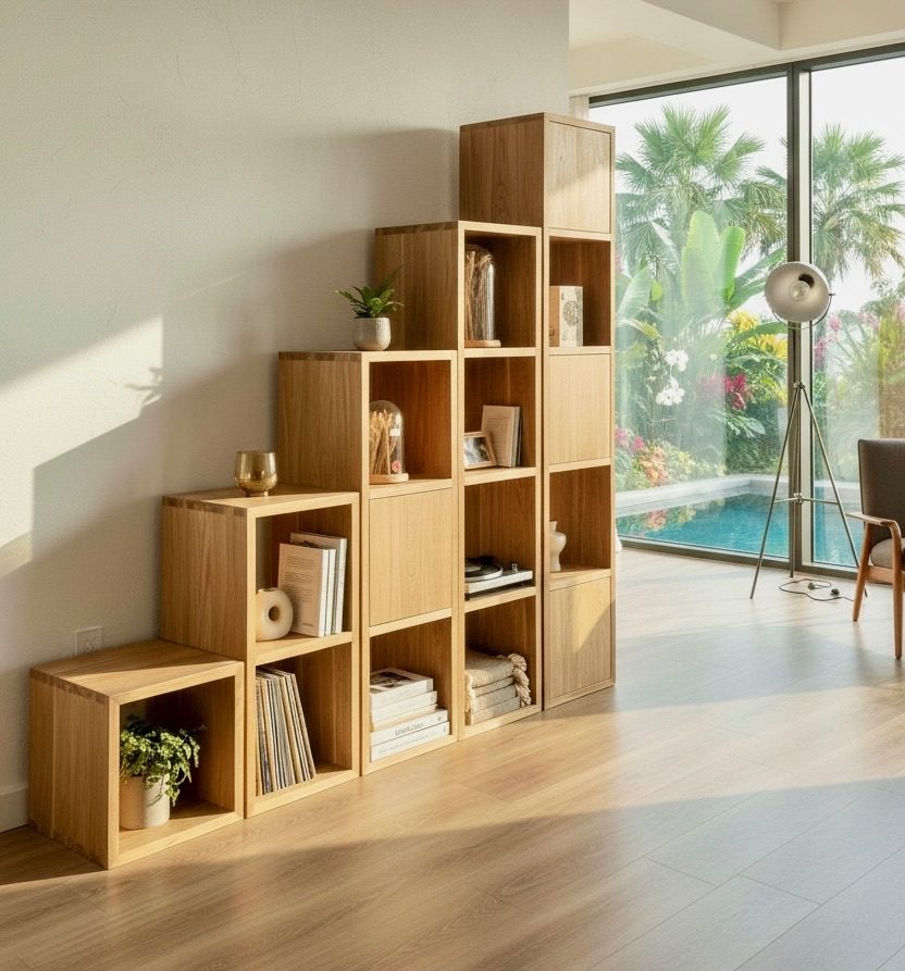 Bibliothèque en teck 13 – Décors & Bois Guadeloupe