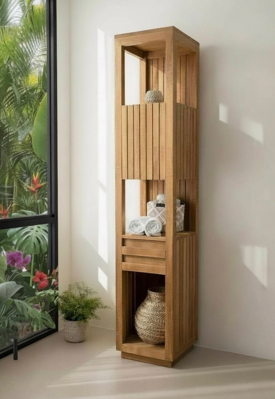 Casier de salle de bain en teck 4 – Décors & Bois Guadeloupe