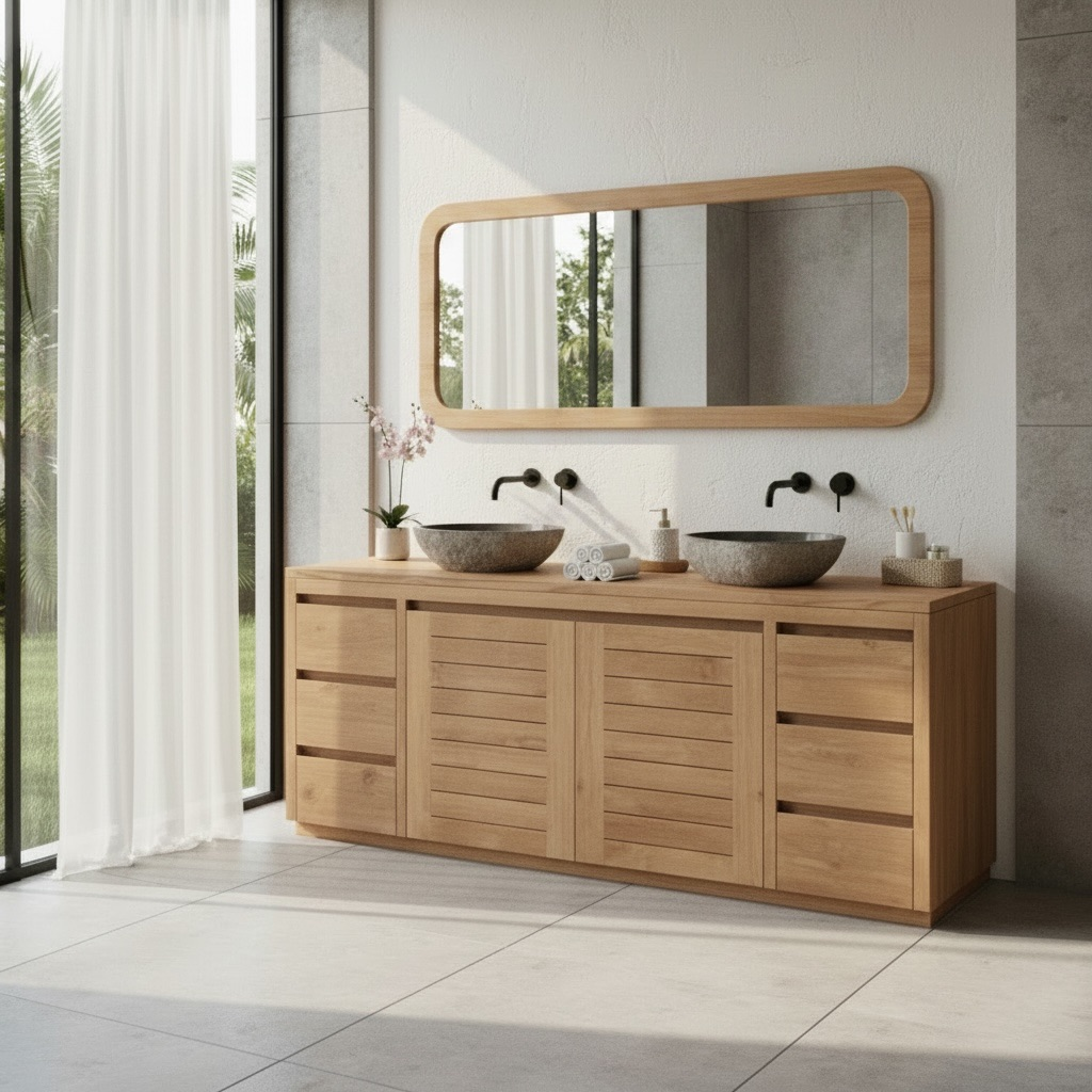Meuble de salle de bain en teck 7 – Décors & Bois Guadeloupe