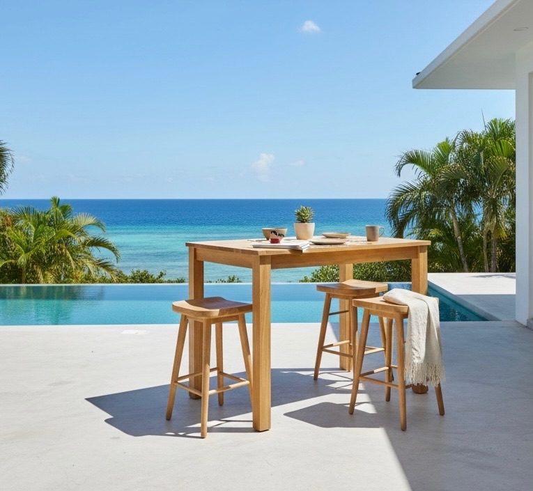 Table haute en teck 3 – Décors & Bois Guadeloupe