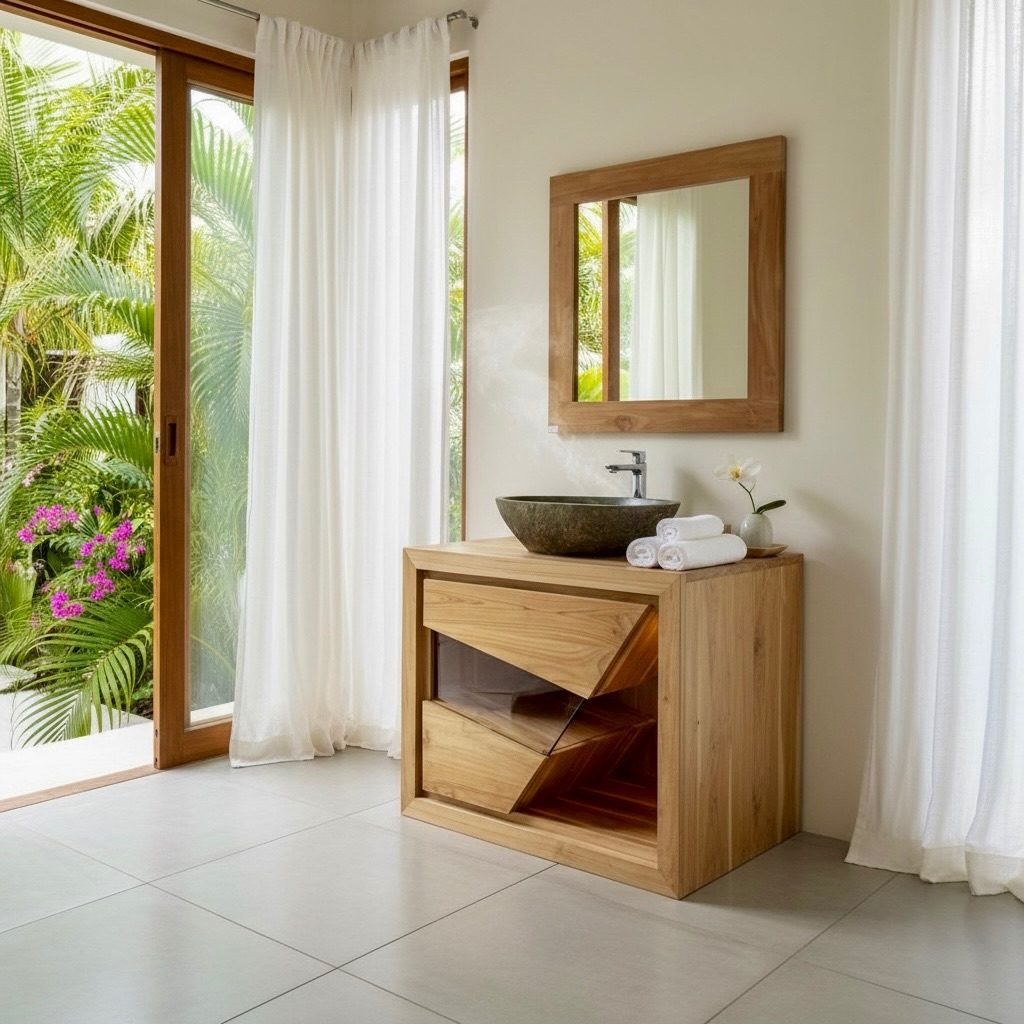 Meuble de salle de bain en teck 14 – Décors & Bois Guadeloupe