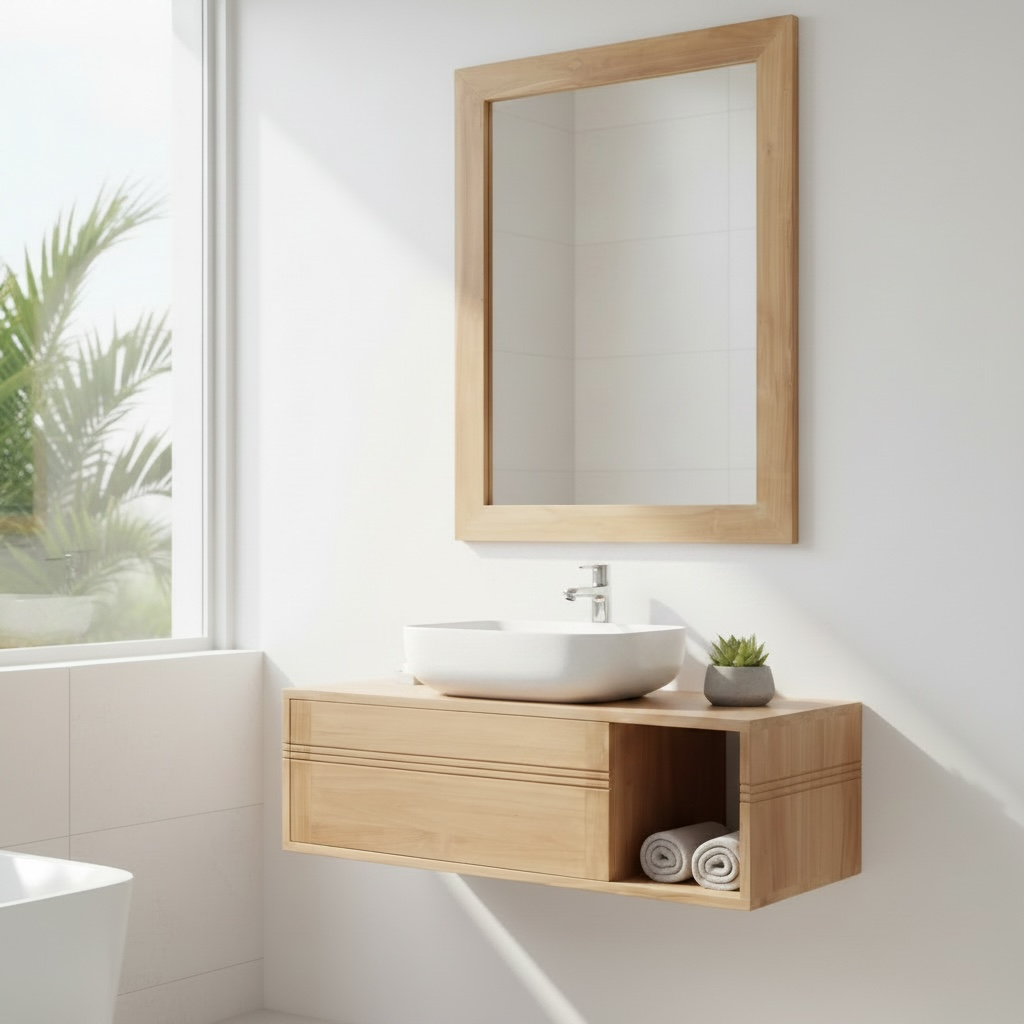 Meuble de salle de bain en teck 35 – Décors & Bois Guadeloupe