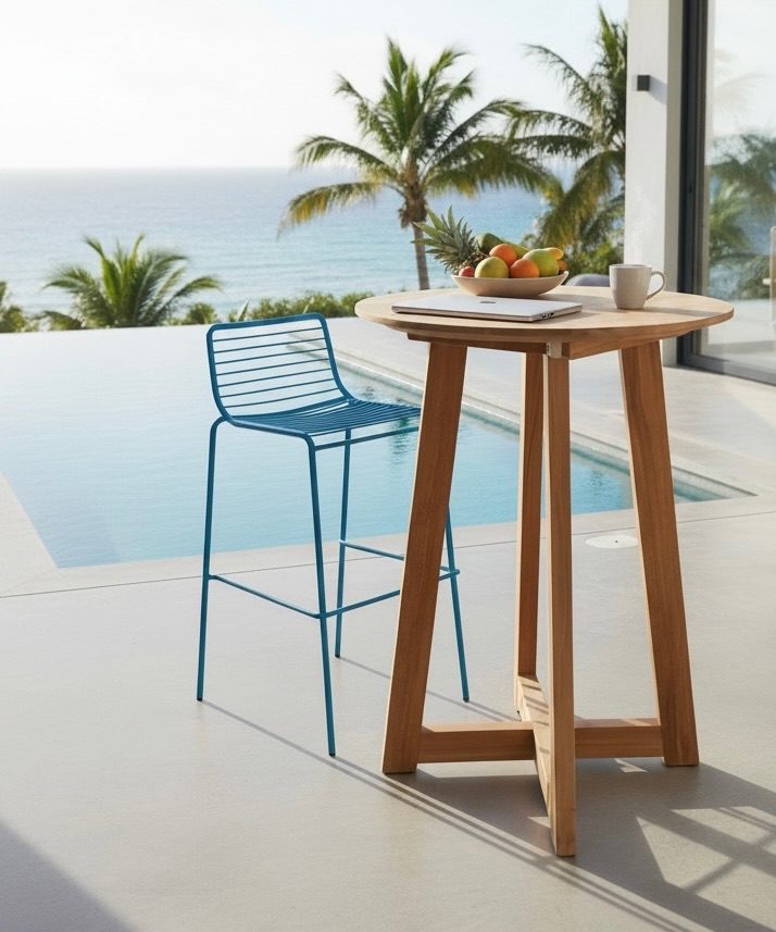 Table haute en teck 1 – Décors & Bois Guadeloupe