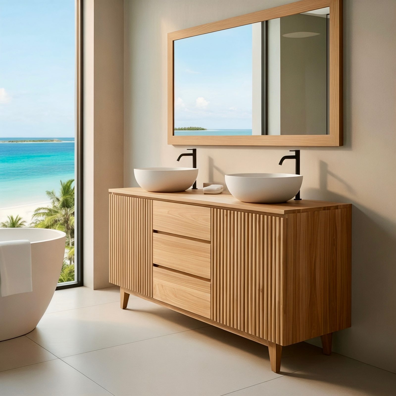 Meuble de salle de bain en teck 18 – Décors & Bois Guadeloupe