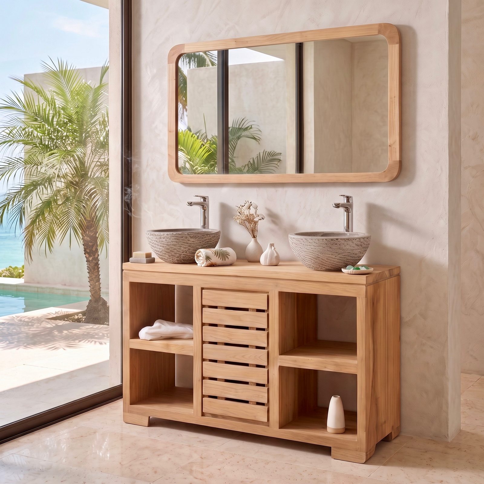 Meuble de salle de bain en teck 29 – Décors & Bois Guadeloupe