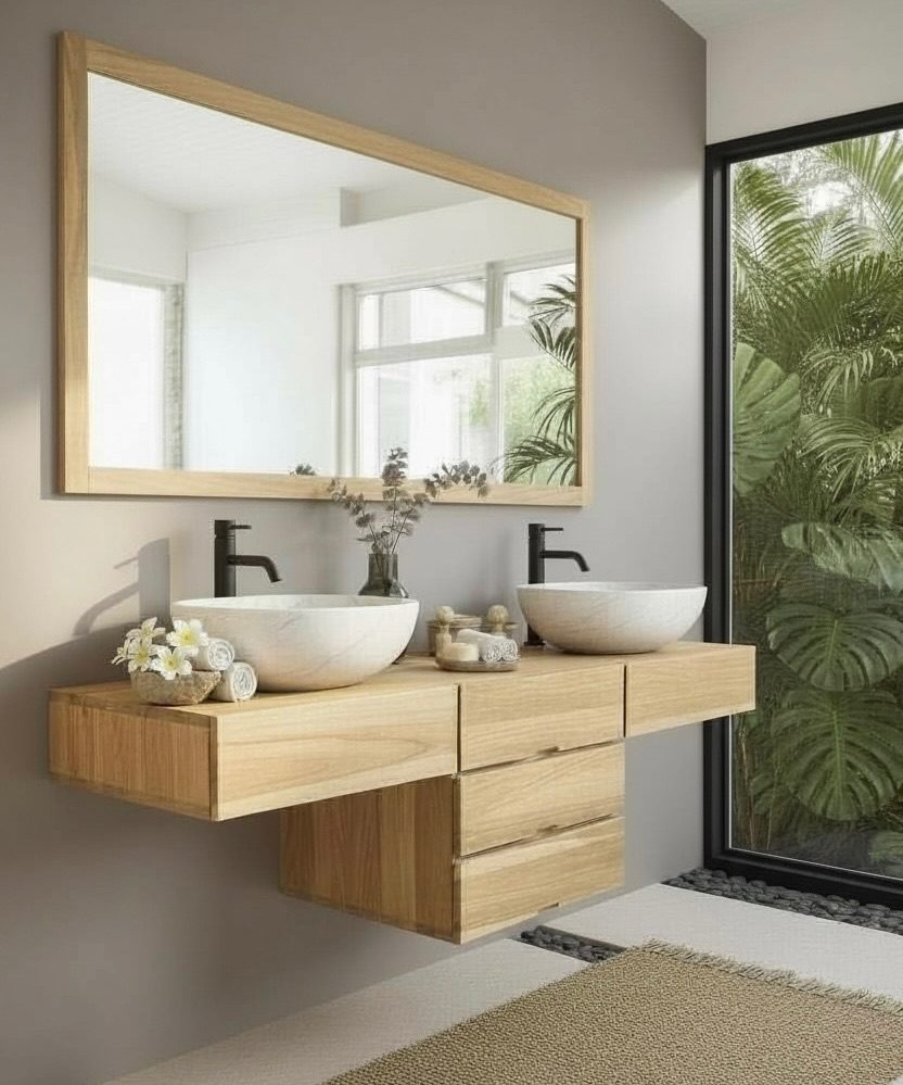 Meuble de salle de bain en teck 22 – Décors & Bois Guadeloupe