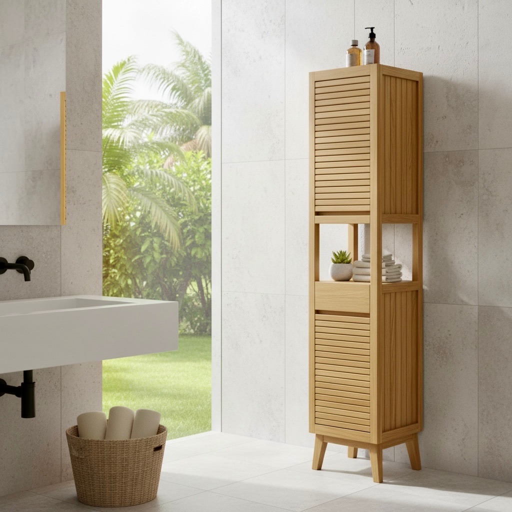 Casier de salle de bain en teck 2 – Décors & Bois Guadeloupe