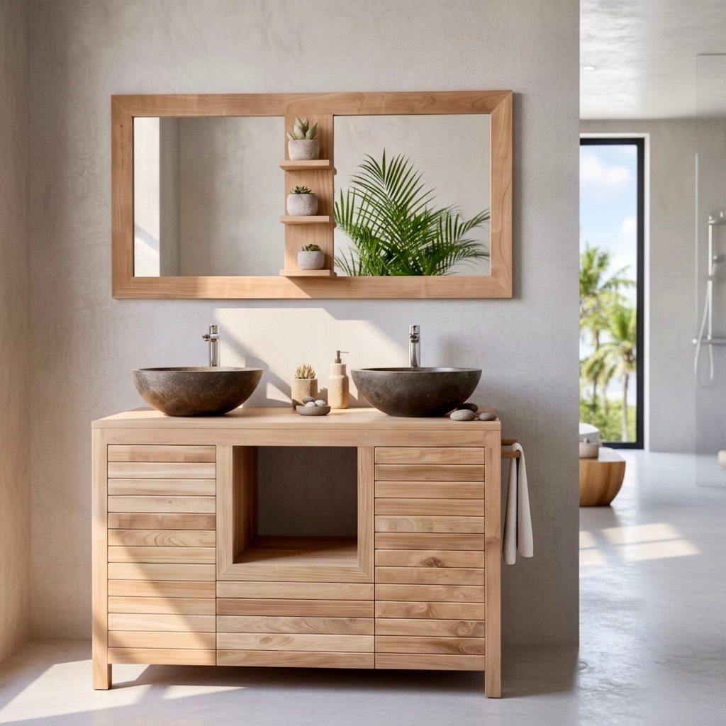 Meuble de salle de bain en teck 30 – Décors & Bois Guadeloupe