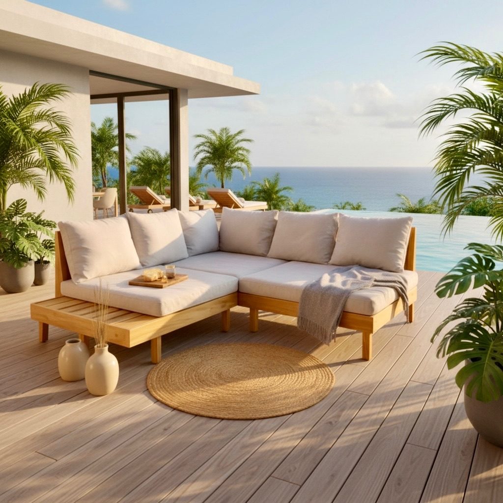 Salon d'extérieur en teck 5 – Décors & Bois Guadeloupe