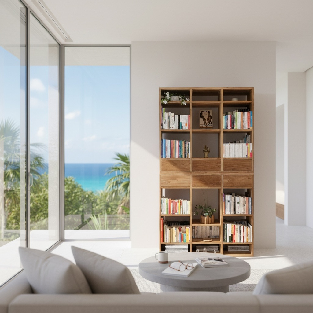 Bibliothèque en teck 11 – Décors & Bois Guadeloupe